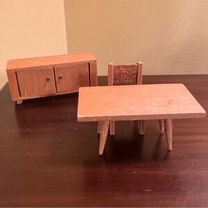 Vintage Dollhouse Barton Sideboard Table & Chair Lundby Scale 1:16 Retro MCM
